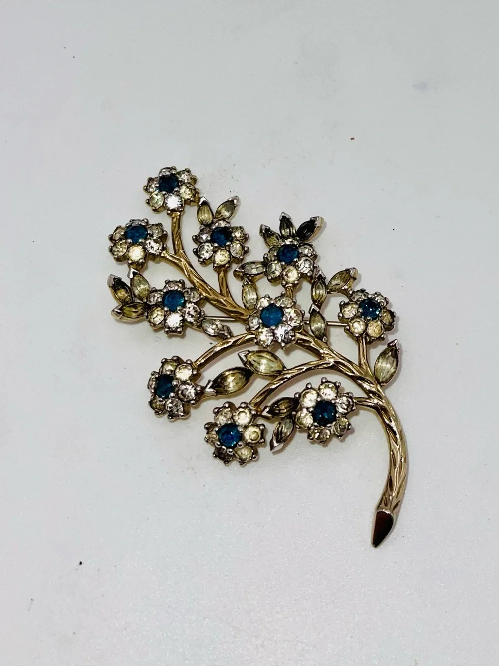 Exquisite Vtg Signed JOMAZ Joseph Mazer Floral Rhinestone Brooch 1950s Estate Pc - Picture 9 of 14